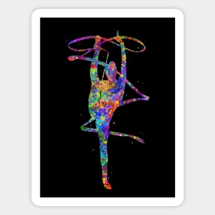 Rhythmic gymnastics tape watercolor art Magnet